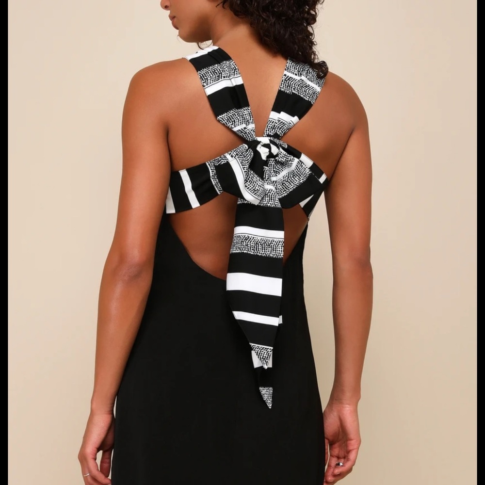 Lulu's Black and White Backless Dress